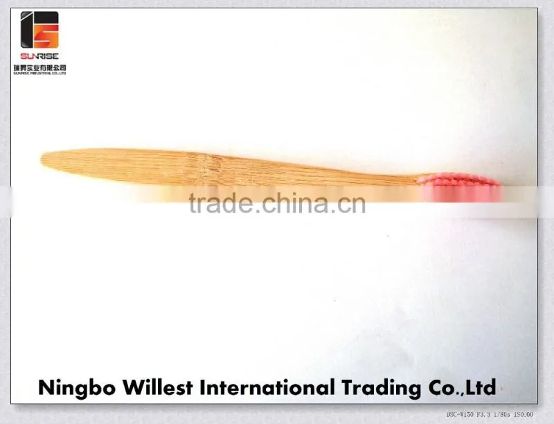 high quality bamboo toothbrush with soft pink bristle