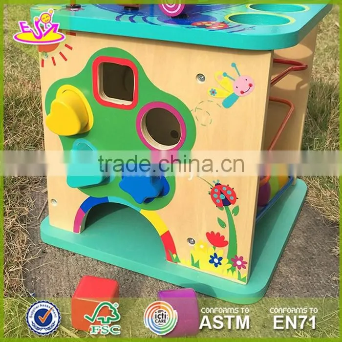 2017 New fashion 5 in 1 baby wooden activity cube toddlers best design wooden activity cube kids wooden activity cube W11B088