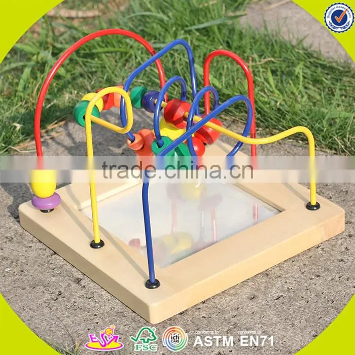 Wholesale lovely animal wooden wire bead toy for kids high quality wooden wire bead toy W11B020