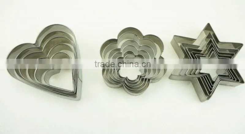 47033 18 pcs star heart flower Shape Cake cookie cutter ,fondant cake decorating tools