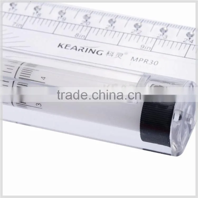 Kearing Transparent Plastic Parallel Rolling Ruler measuring tool Engineer Scale Ruler 30 cm & 12'' with protractor Math#MPR30