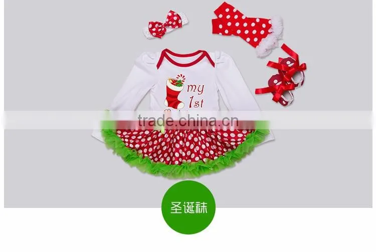 2017 Hot selling 4pcs sets rompers baby bubble skirt romper with headhand boutique kids clothes jumpsuit