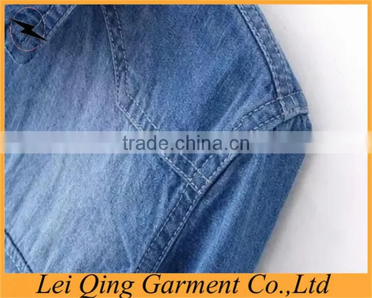 Two pockets garment wash denim shirt women