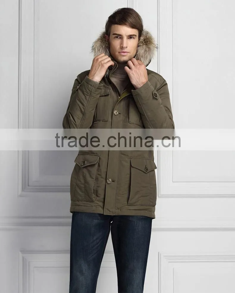 2015 Winter Military Durable Men Down Jacket With Fur collar