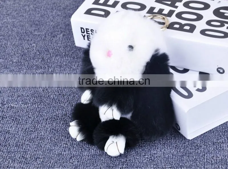 2017 hot sales type funny rabbit fur dolls bag charms woman rex rabbit fur poms colourful bag pendant