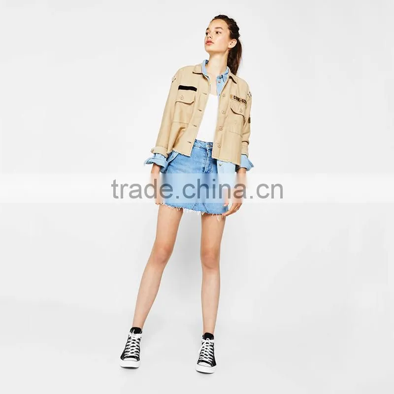 Buy jackets online ladies light short cotton overshirt military jacket