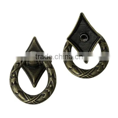 Antique Bronze Rhombus Jewelry Wooden Box Pull Handle Knobs 32.0mmx21.0mm
