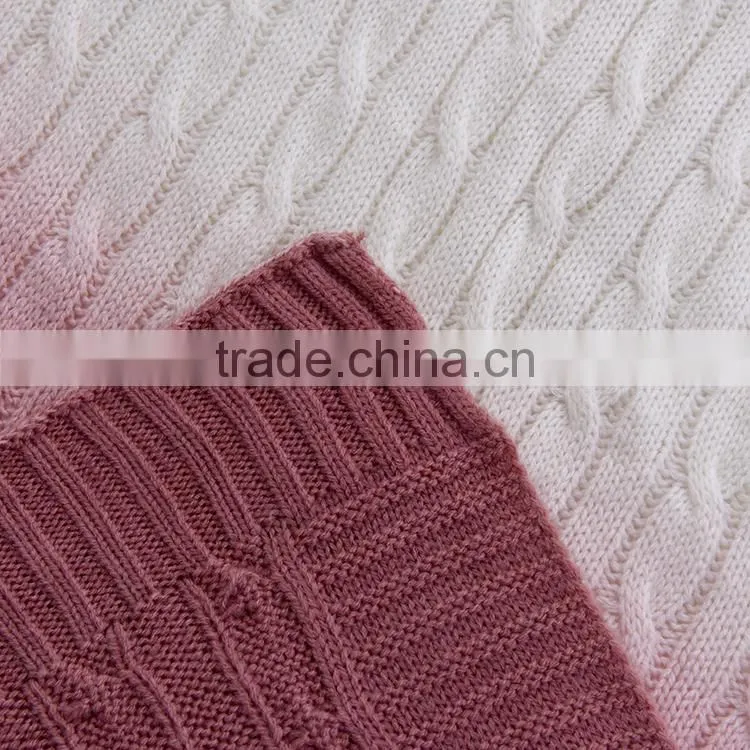 Super soft 100% acrylic assorted cable knit baby throw blanket
