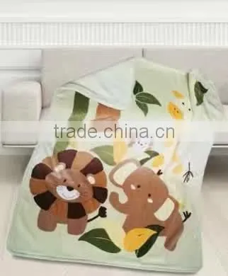 FeiYue New Design Animals Super Soft Microfiber Sherpa Blanket For Children
