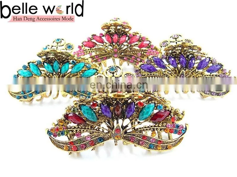 Elegant Europen Retro Big Alloy Rhinestone Jewel Hair Claw Clip