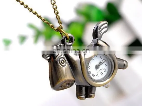 godbead Charming Design Classic Quartz Antique Pony Pendant Children Pocket Watch Necklace retro pocket watch wholesale