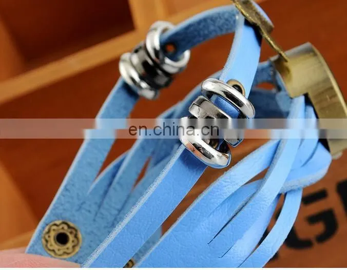 Colorful Retro Vintage Multilayer Faux Leather Strap Women Bracelet Quartz Wrist Watch Ladies relogio feminino clock