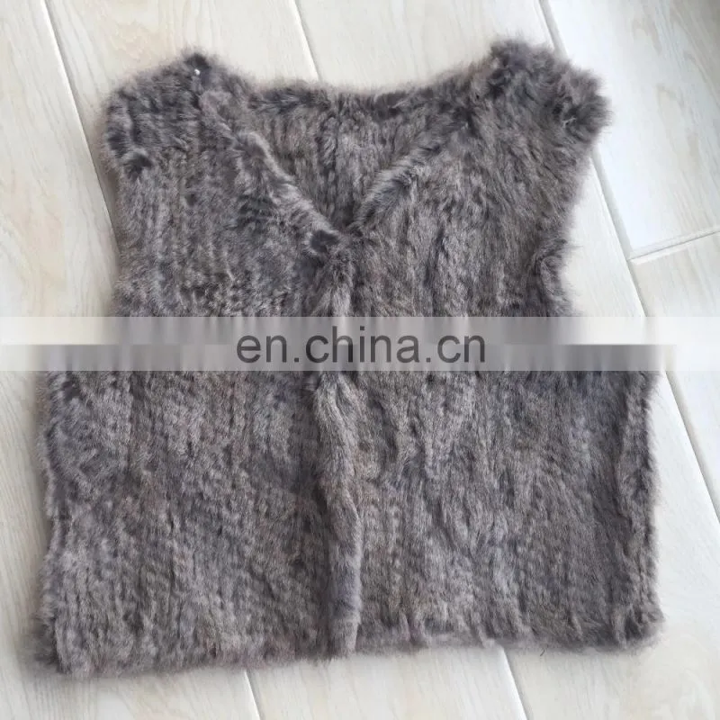 White knitted shearling beaver fur sleeveless asymmetrical vest