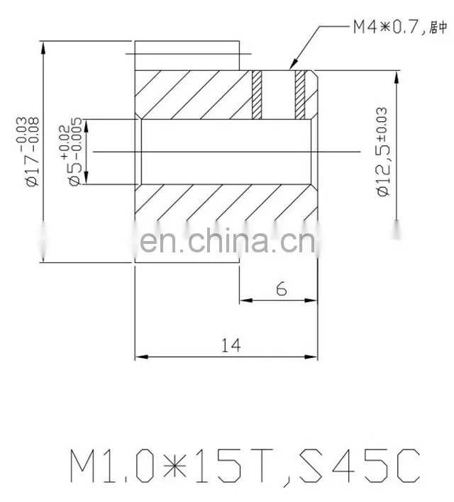 Chihai Motor High quality carbon steel gear module 1, gear 15, tooth inner hole, 4-5-6mm