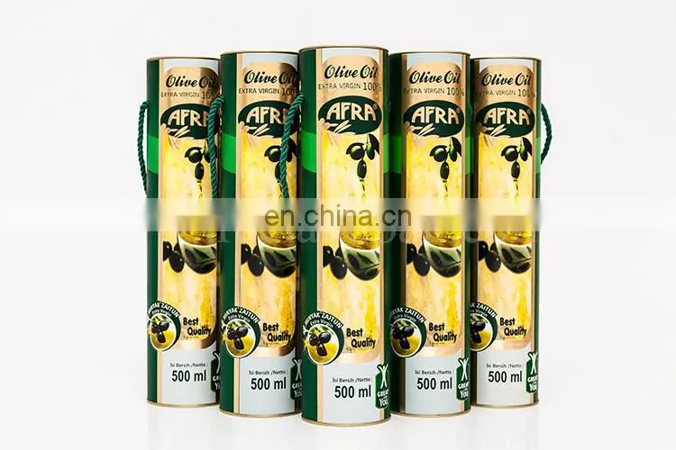 Cylinder Paper Cardboard Box Olive Oil Packaging with Handle