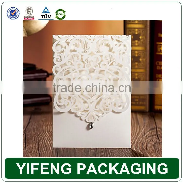 Fancy luxurious 3d laser cut wedding invitation card