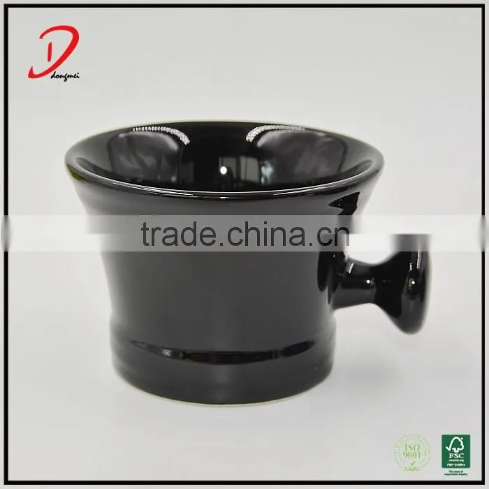 colorful ceramic shaving soap bowl with handle
