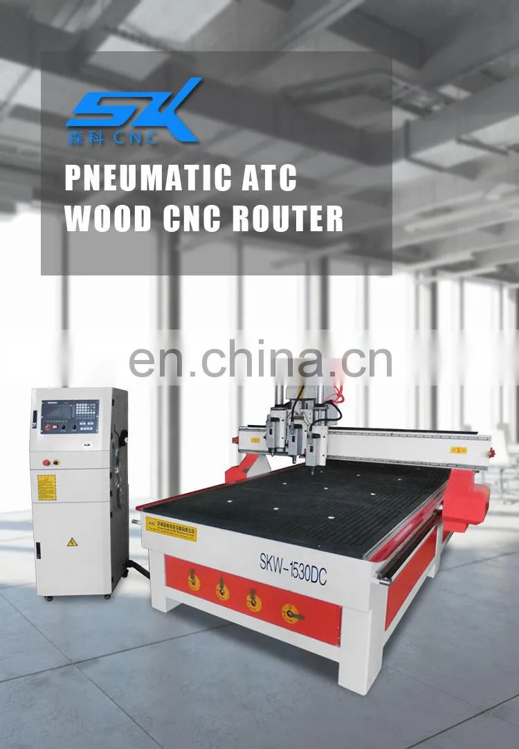 Senke Auto Tool Changing CNC Router Engraving and Cutting Machine with Three Heads