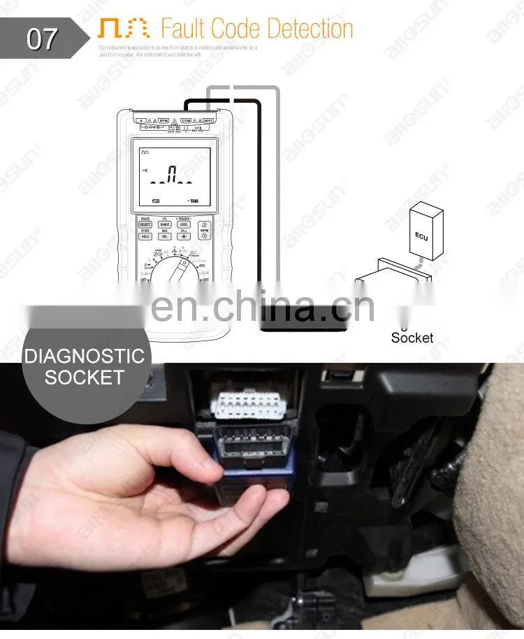 allosun EM135 Car Diagnostic Tool Digital Automotive Multi-meter Car Engine RPM Tester Dwell Angle Car Alternator Tester