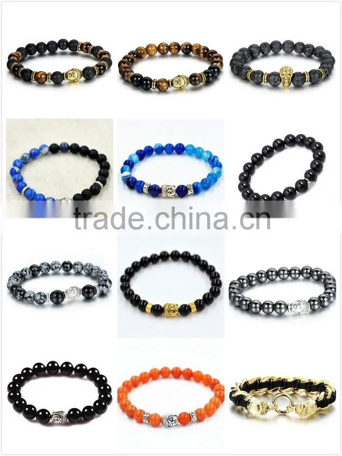 China factory supply customized unisex black braided leather cheap stainless steel bracelet