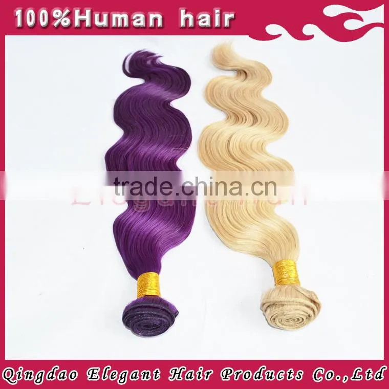 2015 Best selling products no tangle no shedding 100% virgin remy Indian hair purple human hair extensions