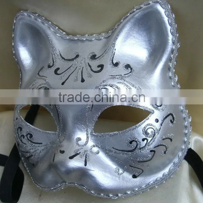 Silver Carnival Mask Cat Shaped Venice Style