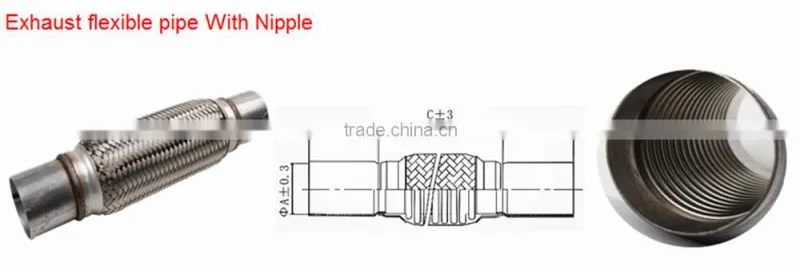 Stainless steel exhaust flexible pipe with nipples connection