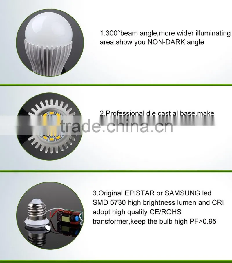 led light bulbs manufacturers china 3000-6500k A80 AC85-265V Lamp baseE14 E27 15watt 85lm/m led bulb