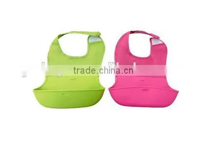 Wholesale Good Price FDA Approval Washable Silicone Best Baby Bib with Cloth Food Catcher for Infant Baby