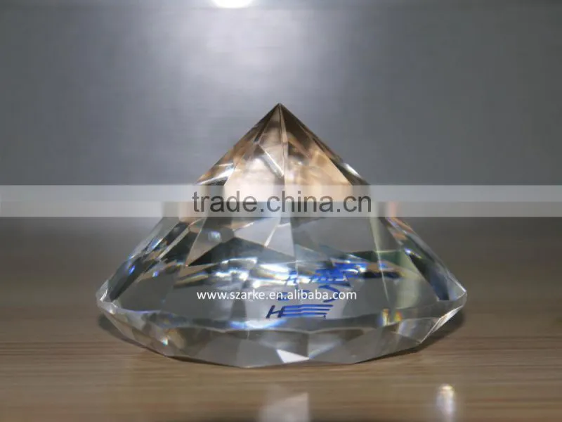 wholesale crystal diamond paper weight with printed logo,acrylic diamond shape paperweight,crystal decoration