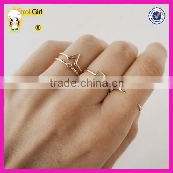 Fashion jewelry gold stacked rings wholesale sterling silver and rose gold twist ring