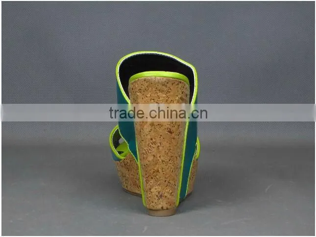 Candy blue women high heel wedge heel sandal shoes girl thick sole wedge heel women shoes