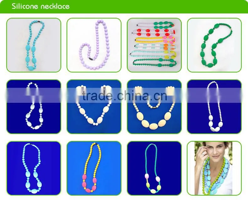 Silicone Chewable Necklace Wholesale/Food-safe Baby Enjoy Bead Necklace