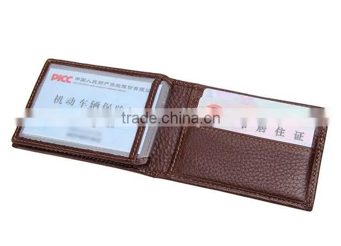 Men's Card Case Genuine Leather Brown Driver License Holder