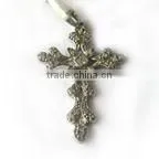 Heart shape Cross love Pendant 925 sterling Silver rhodium palted
