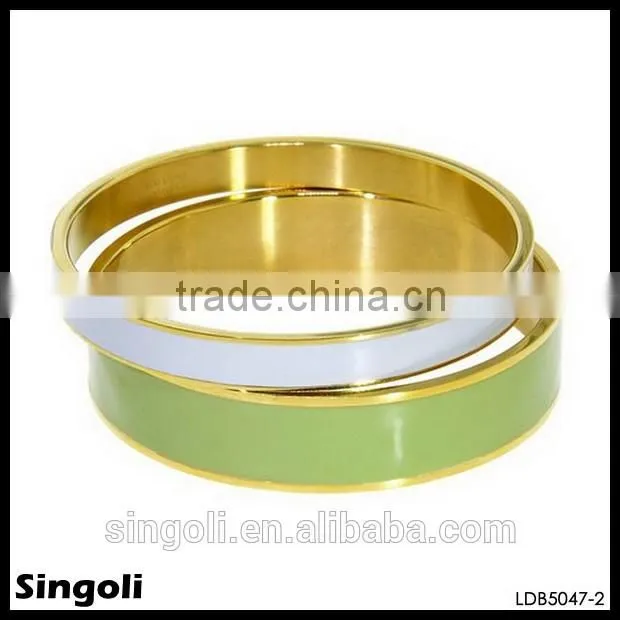 Exquisite shine enamel metal bracelet double bangle sets classical white and black alloy bracelet