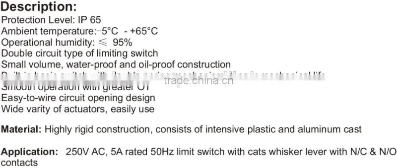 Limit Switch with Cats Whisker Lever