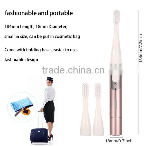 Small Sonic Electric Toothbrush Rechargable Waterproof with 2 Extra Replacement Brush Heads SV030692