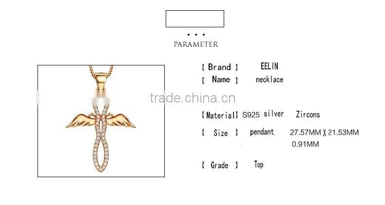 Rose gold plated 925 silver cross necklace