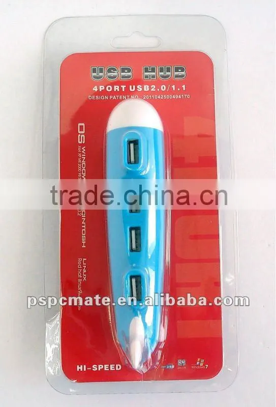 PC airplane shape 4 port usb 2.0 hub NEW
