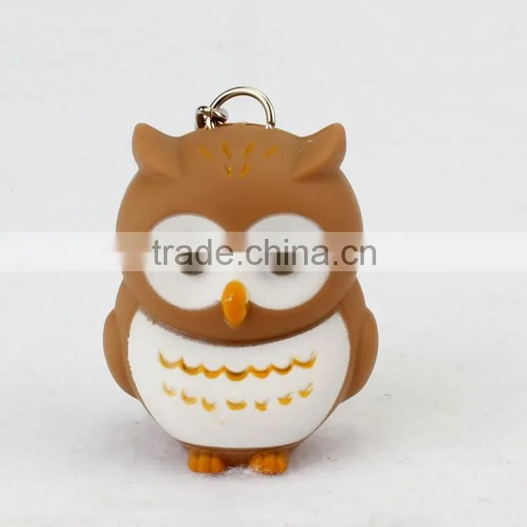 Plastic LED Owl Keychains with Sound