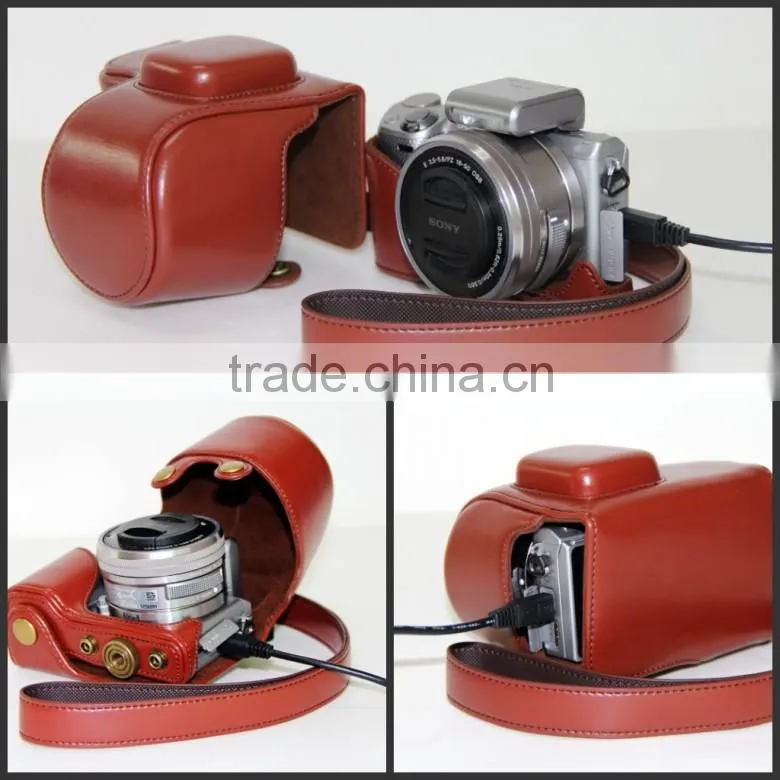 New Fashion Pu Leather camera bag for NEX5R NEX5T 16-50mm lens