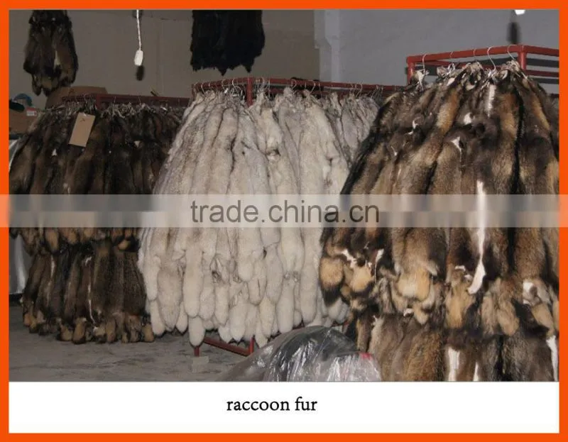 natural raccoon fur skin for garments, collars