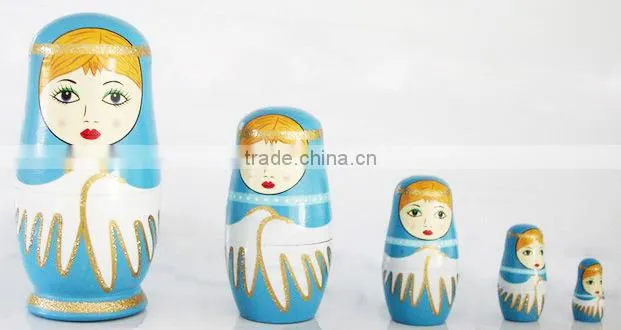 smile pattern wooden matryoshka Doll , wooden nesting doll