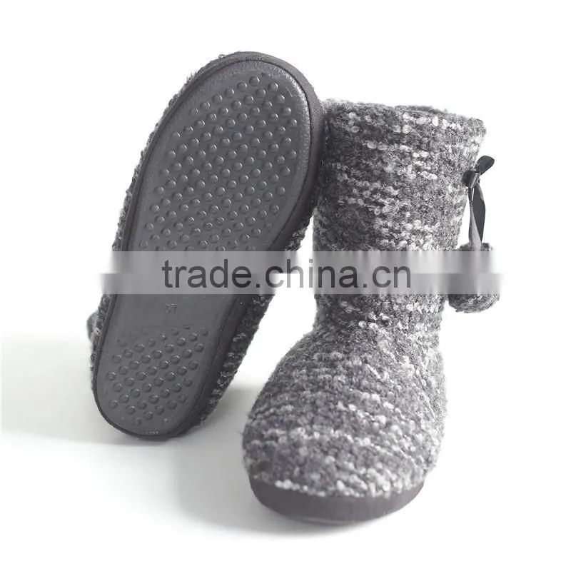 Ladies slipper boot with pompom
