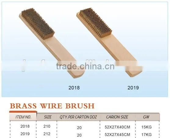wooden handle wide dense brass wire