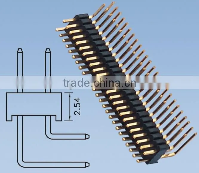 1.27mm*2.54mm Right Angle Pin Header Pitch: 1.27 mm Double Row H=2.54 W=5.0