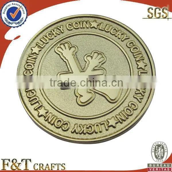Custom metal fake gold souvenir coin with flower