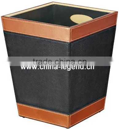 Promotional faux leather square dustbin