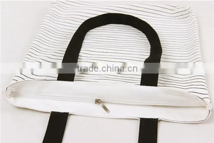 Navy Strap Style Cotton Canvas Tote Shopping Bag
